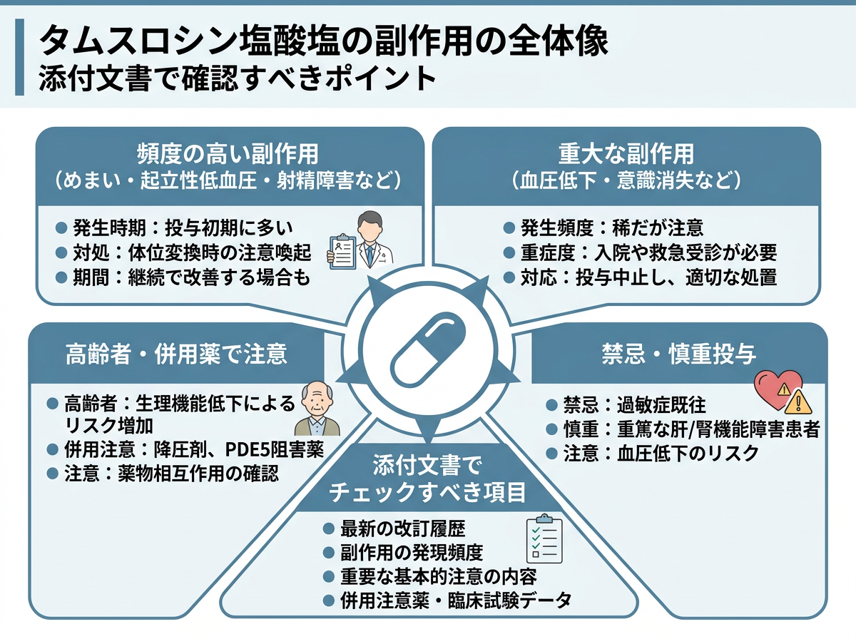 タムスロシン塩酸塩の副作用の全体像:添付文書で確認すべきポイント