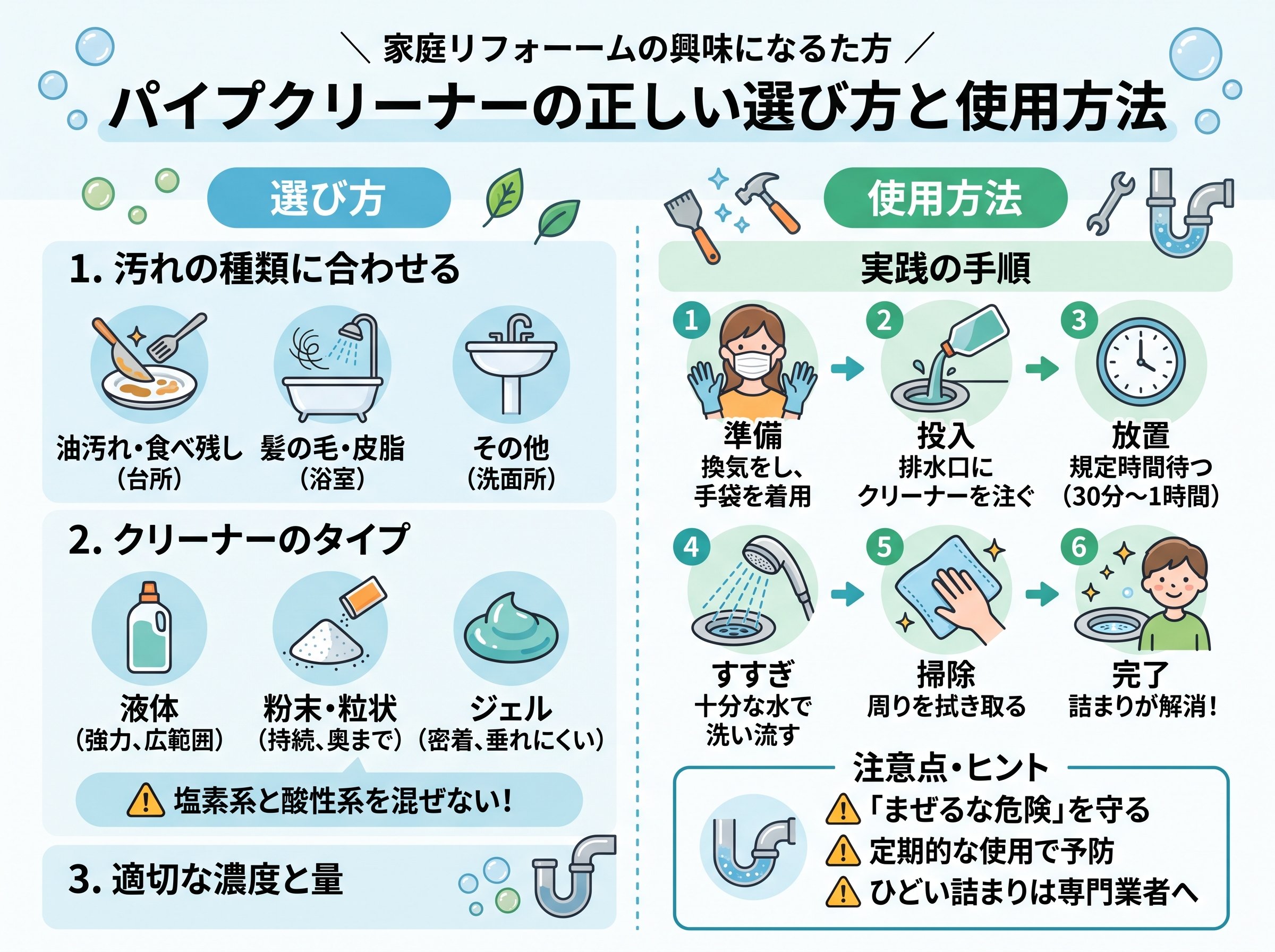 パイプクリーナーの正しい選び方と使用方法