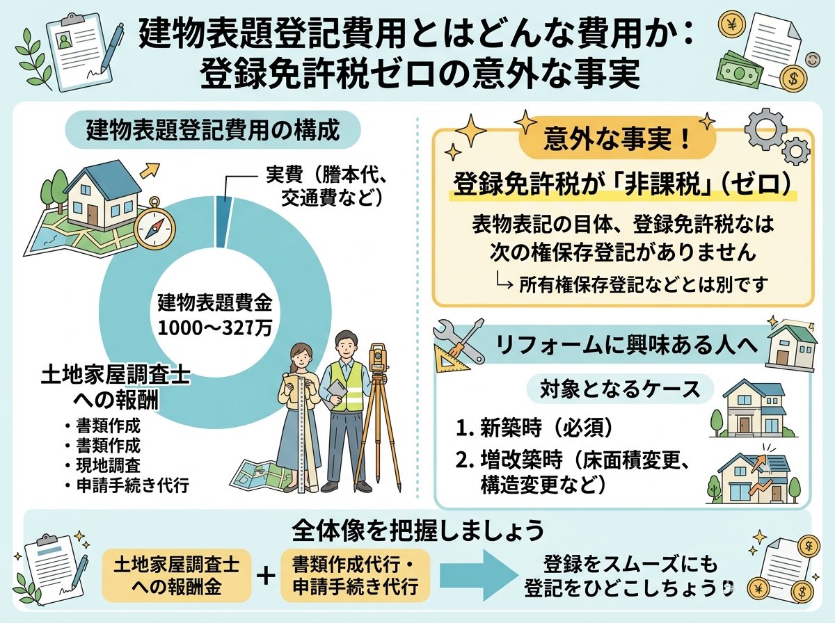 建物表題登記費用とはどんな費用か:登録免許税ゼロの意外な事実