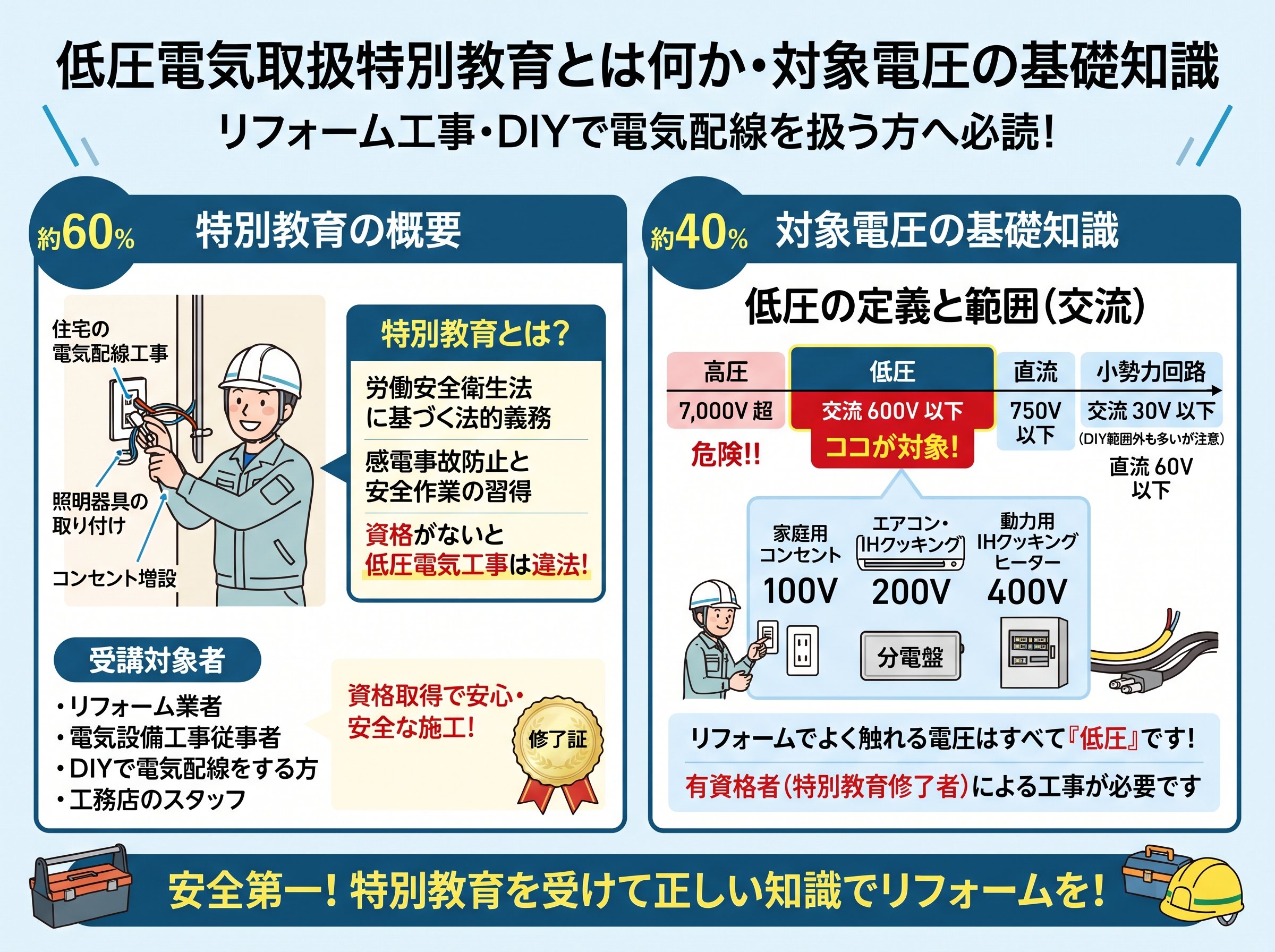 低圧電気取扱特別教育とは何か・対象電圧の基礎知識