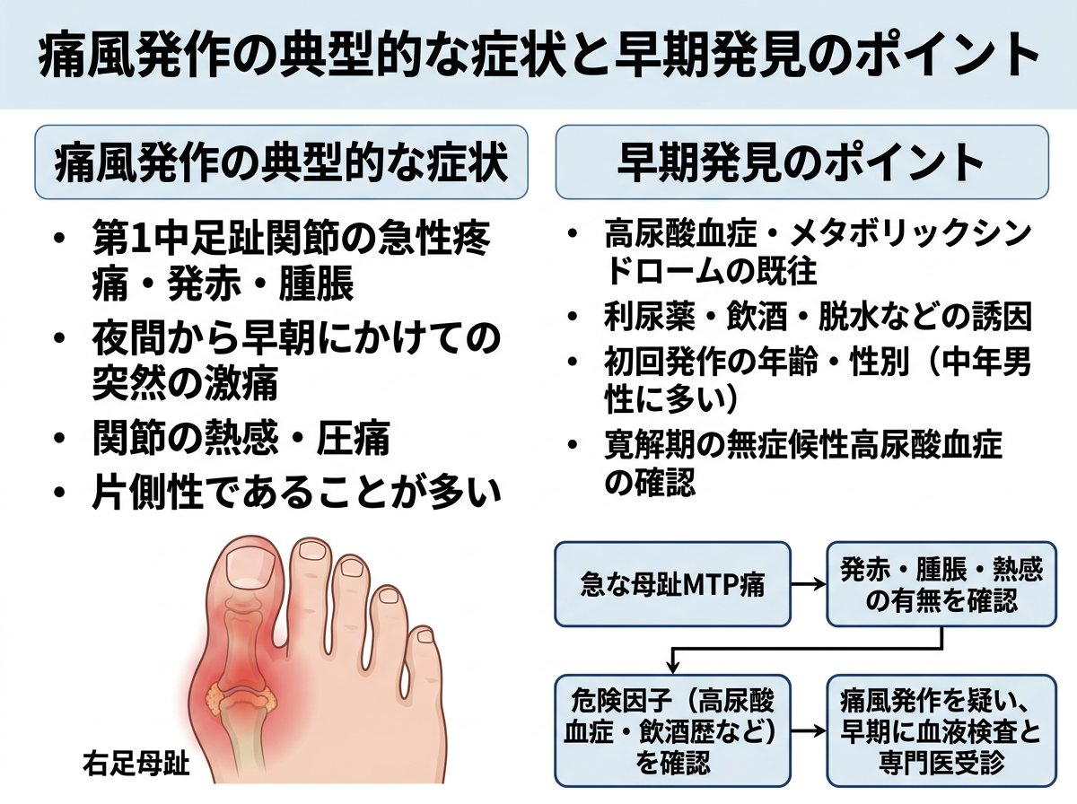 痛風発作の典型的な症状と早期発見のポイント