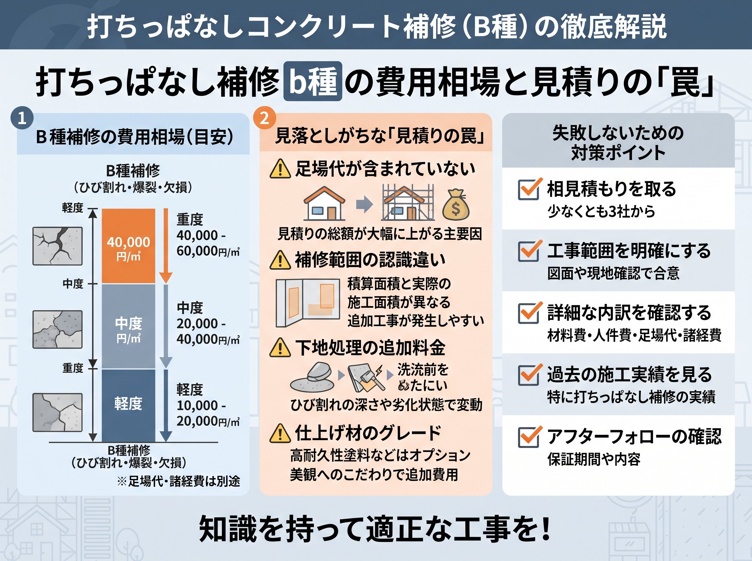 打ちっぱなし補修 b種 の費用相場と見積りの「罠」