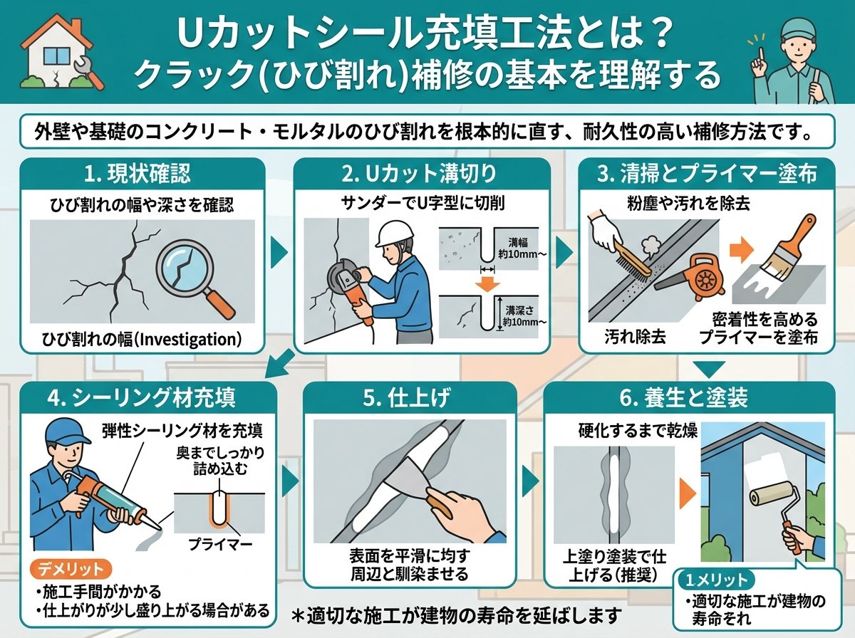 uカットシール充填工法とは?クラック補修の基本を理解する