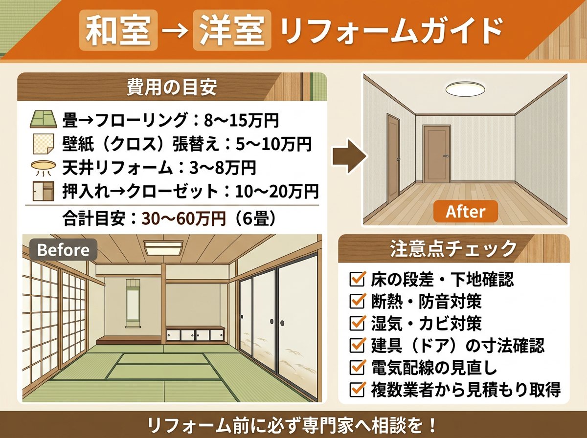 和室から洋室への改装費用と注意点
