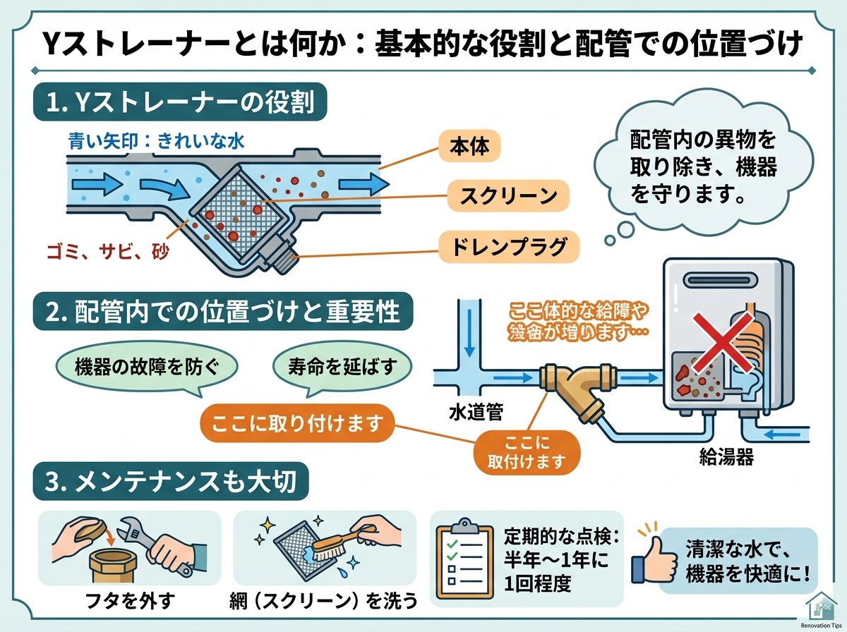 yストレーナーとは何か:基本的な役割と配管での位置づけ