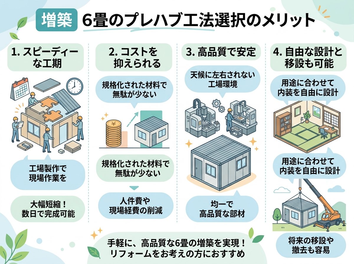 増築 6畳のプレハブ工法選択のメリット